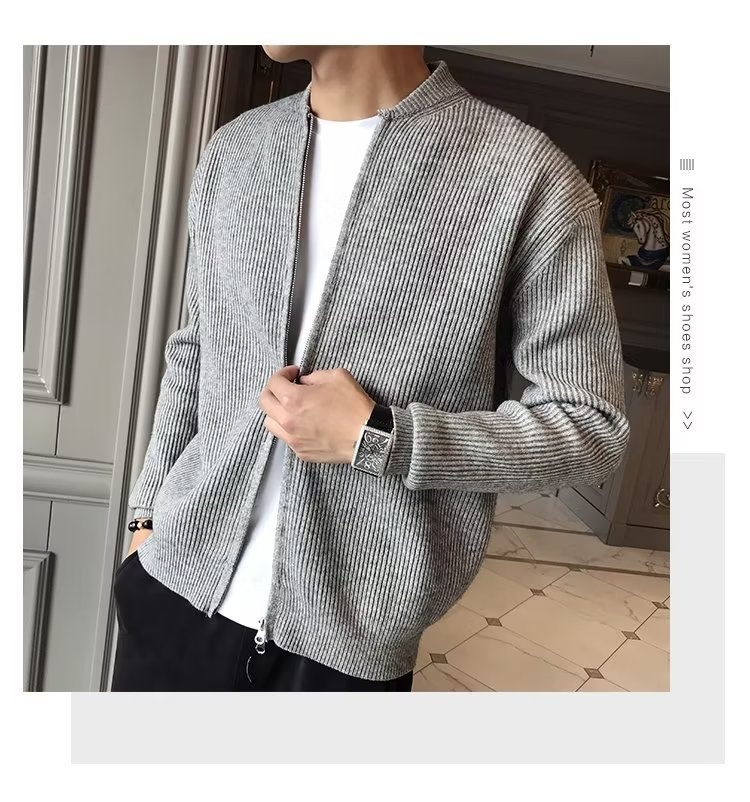 boy Boy Boy Autumn Winter 2023 New Sweater Jacket Solid Color Knitted Cardigan Men's Casual Versatile Slim Fit Top_voghion.com