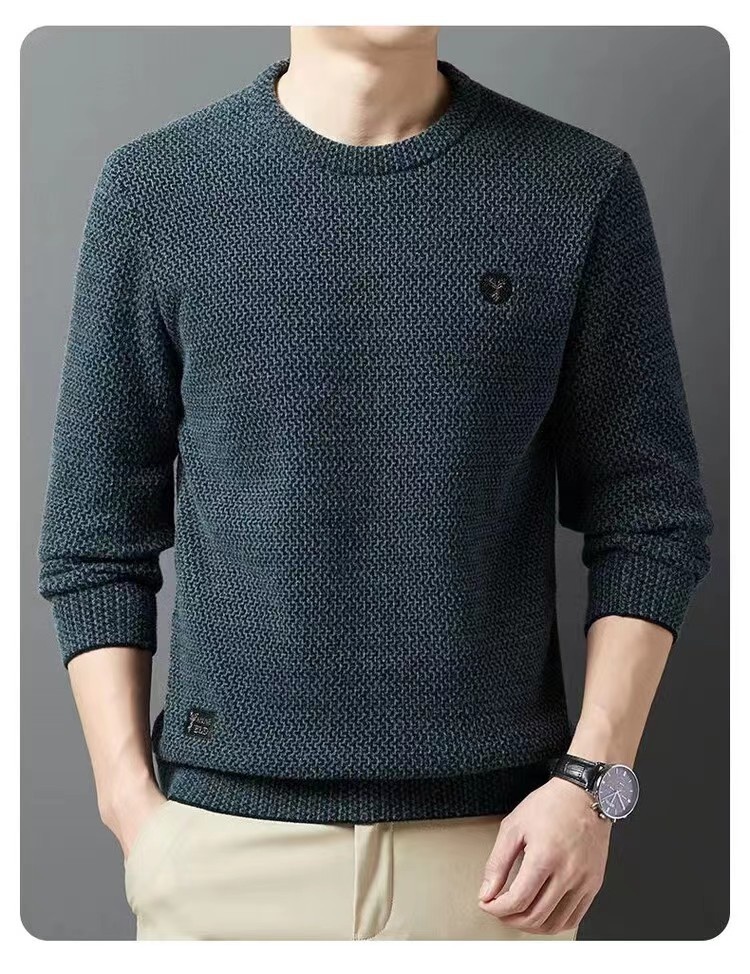 ragazzo Ragazzo Ragazzo Live Maglione lavorato a maglia invernale foderato in pile, collo rotondo, strato di base ispessito, abbigliamento da uomo Dropshipping_voghion.com