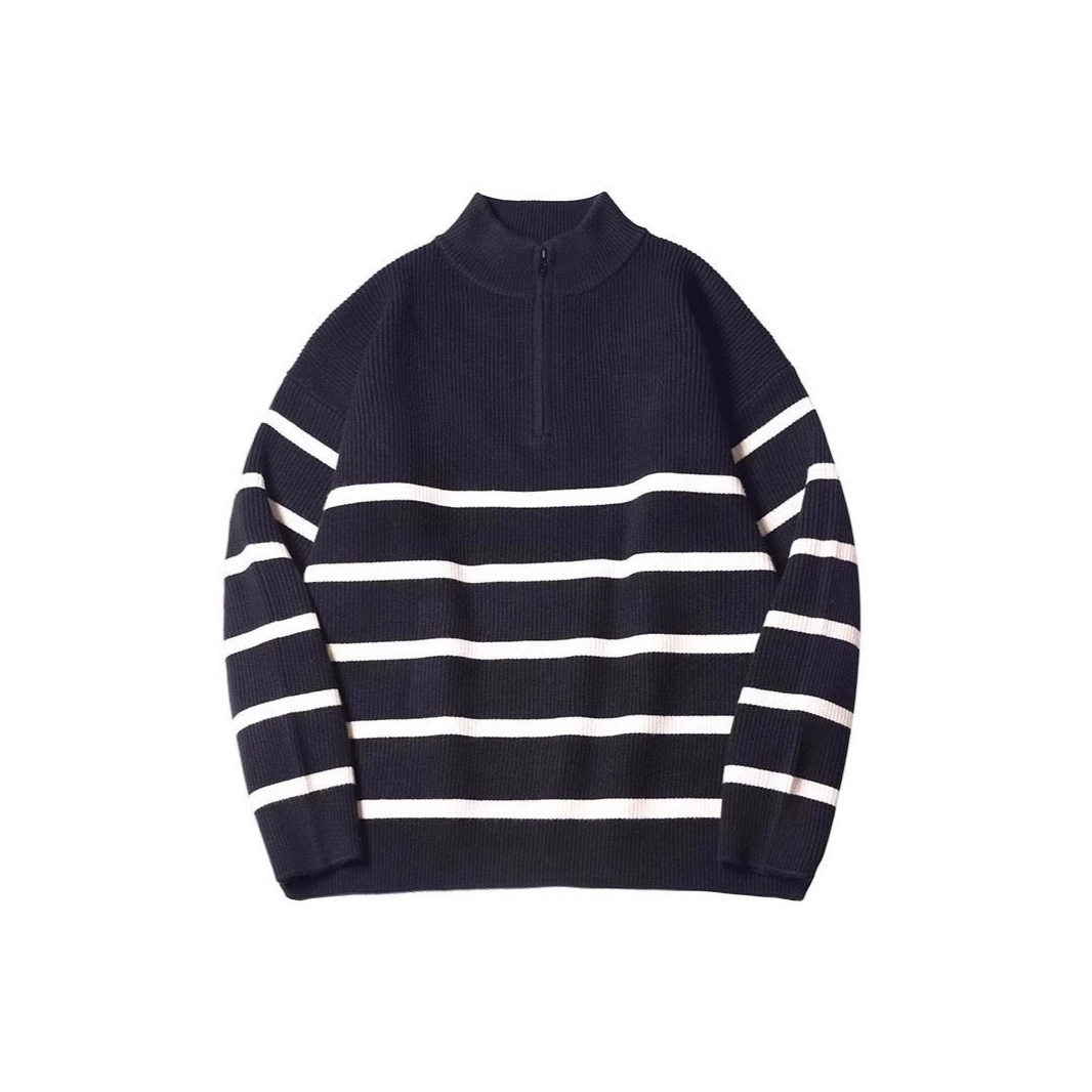 boy Boy Boy 2025 New Tendy Band Half Tutleneck Zippe Striped Sweatshirt Men, Loose Pullove Knitted Base Shit Fo Autumn And_voghion.com