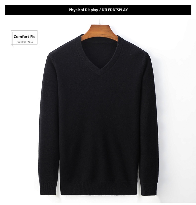 boy Boy Boy Autumn Winter Cashmere For Middle-aged Men V-neck Merino Superfine Wool Thickened Sweater_voghion.com