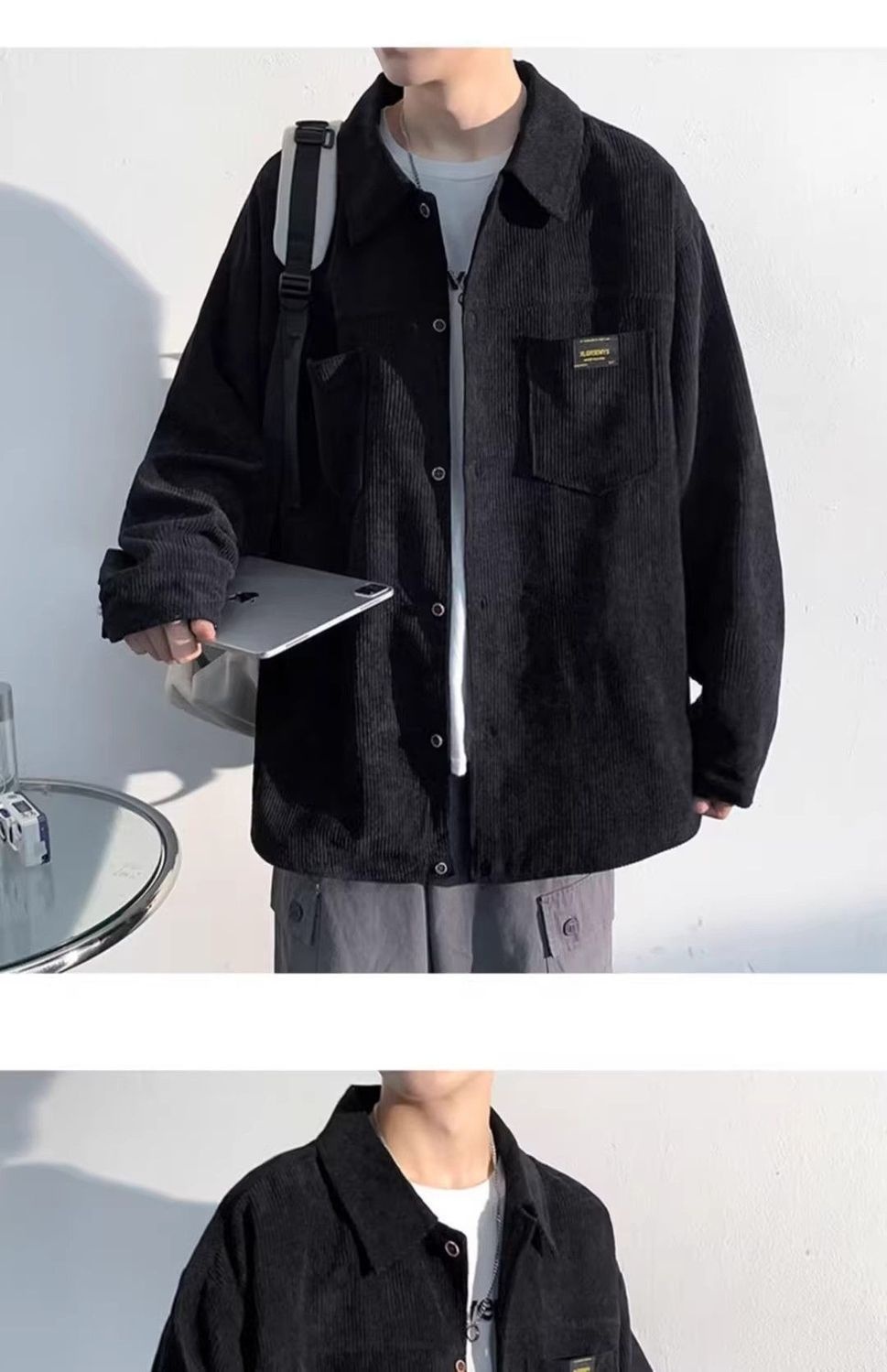 ragazzo Ragazzo Camicia in velluto a coste Primavera e Autunno Completo 2025 Nuovo Stile Bello Giacca da Giovane Uomo Set da Tre Pezzi_voghion.com