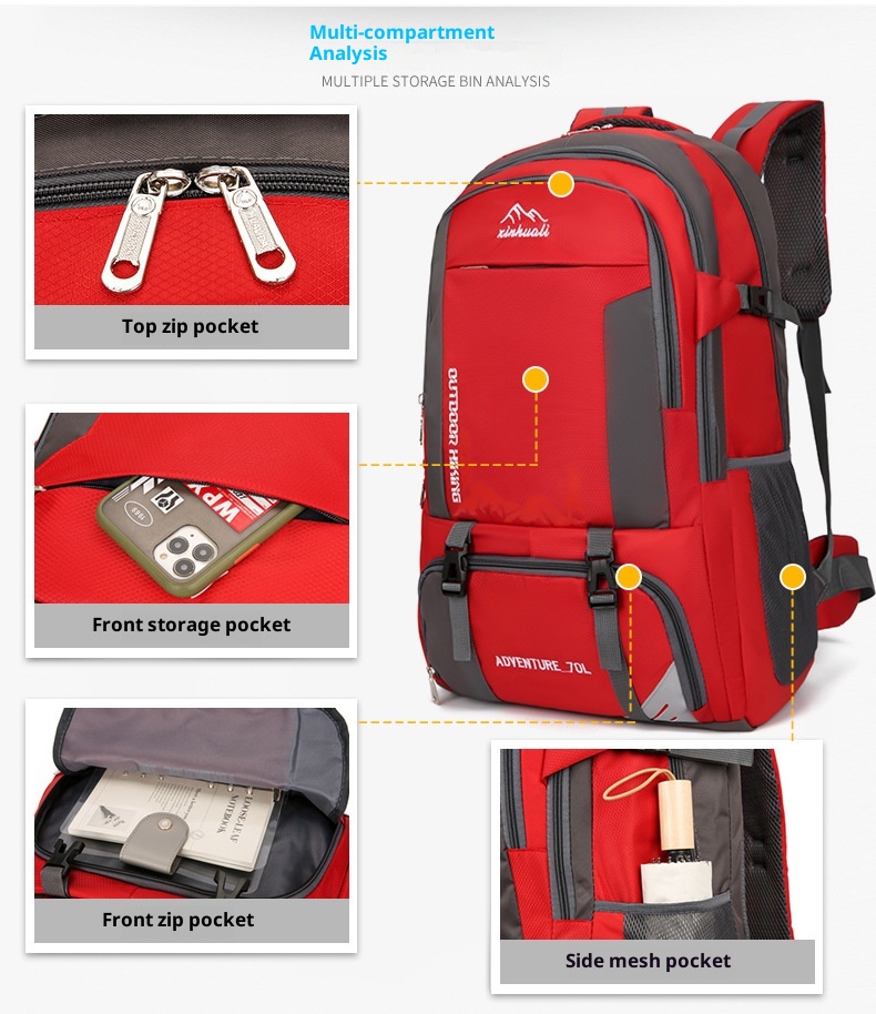 ActiveGo Cross-border Mountaineer Rucksack mit großem Fassungsvermögen (70 l) – Multifunktionaler Rucksack für Camping, Reisen und Wandern_voghion.com