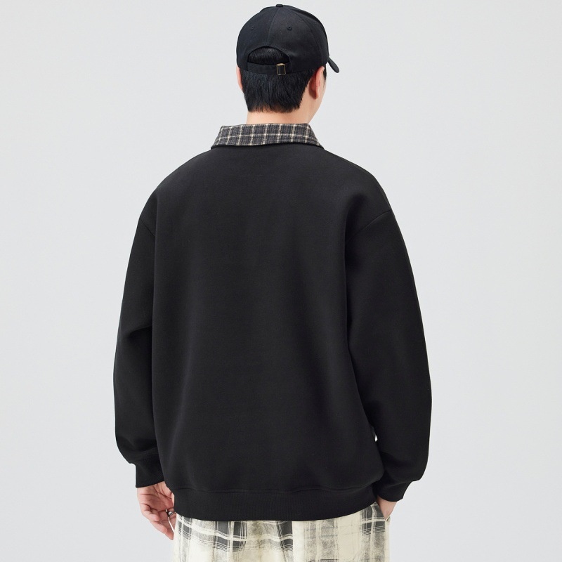 Chłopięca, wysokiej jakości amerykańska, retro, kratkowana, warstwowa bluza męska, dwuczęściowa, w jesiennym stylu college'owym, z kołnierzykiem_voghion.com