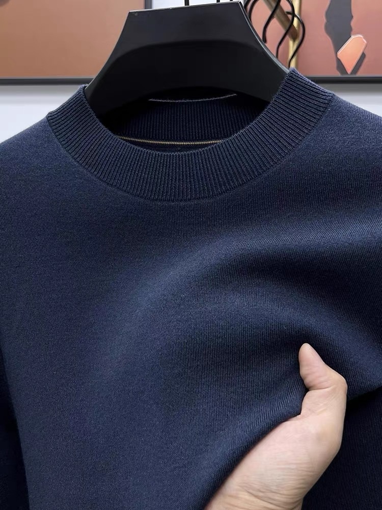 Maglione da uomo in pura lana, 100%, tinta unita, lavabile in lavatrice, girocollo, anti-pilling, con base in maglia_voghion.com