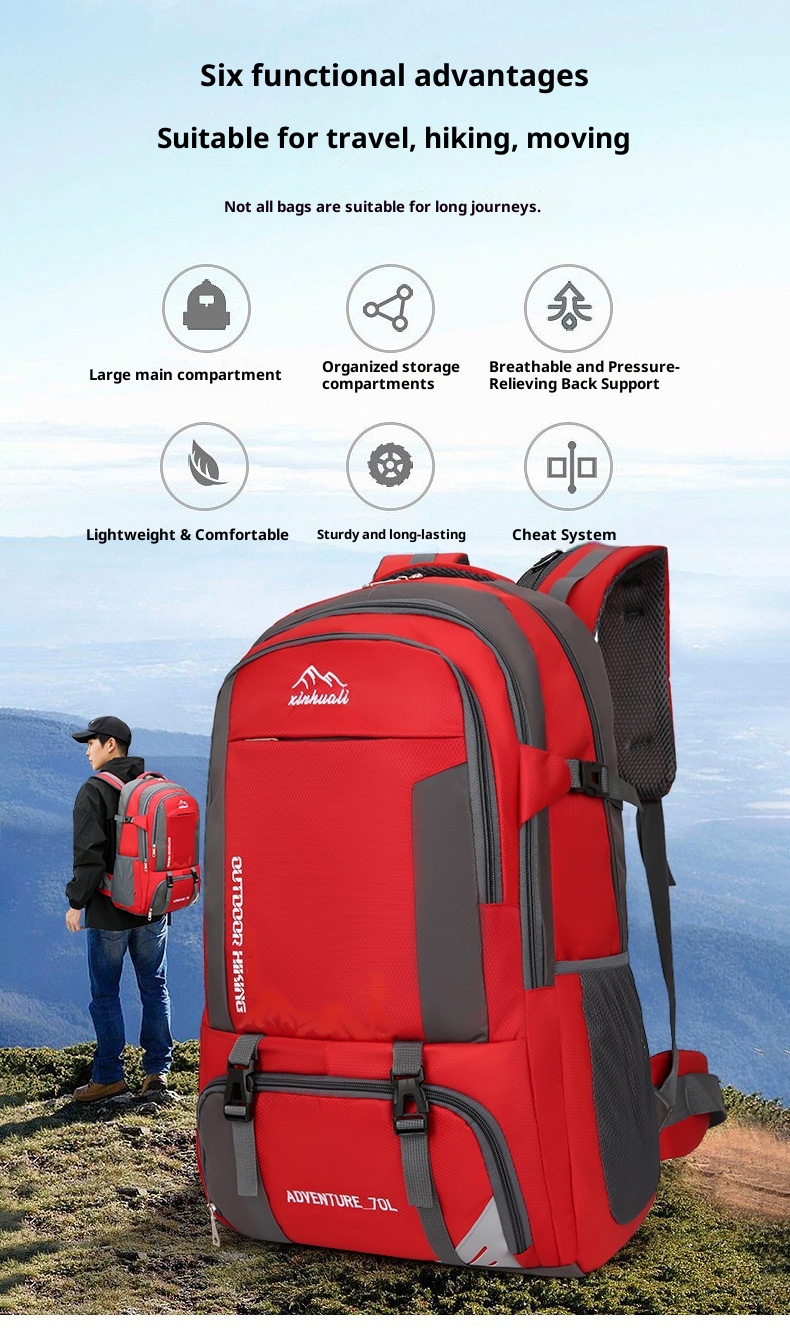 ActiveGo Cross-border Mountaineer Rucksack mit großem Fassungsvermögen (70 l) – Multifunktionaler Rucksack für Camping, Reisen und Wandern_voghion.com