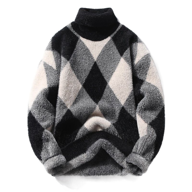 Maglione in lana di visone spesso per ragazzi, maglione invernale alla moda con collo alto per la scuola media e superiore_voghion.com