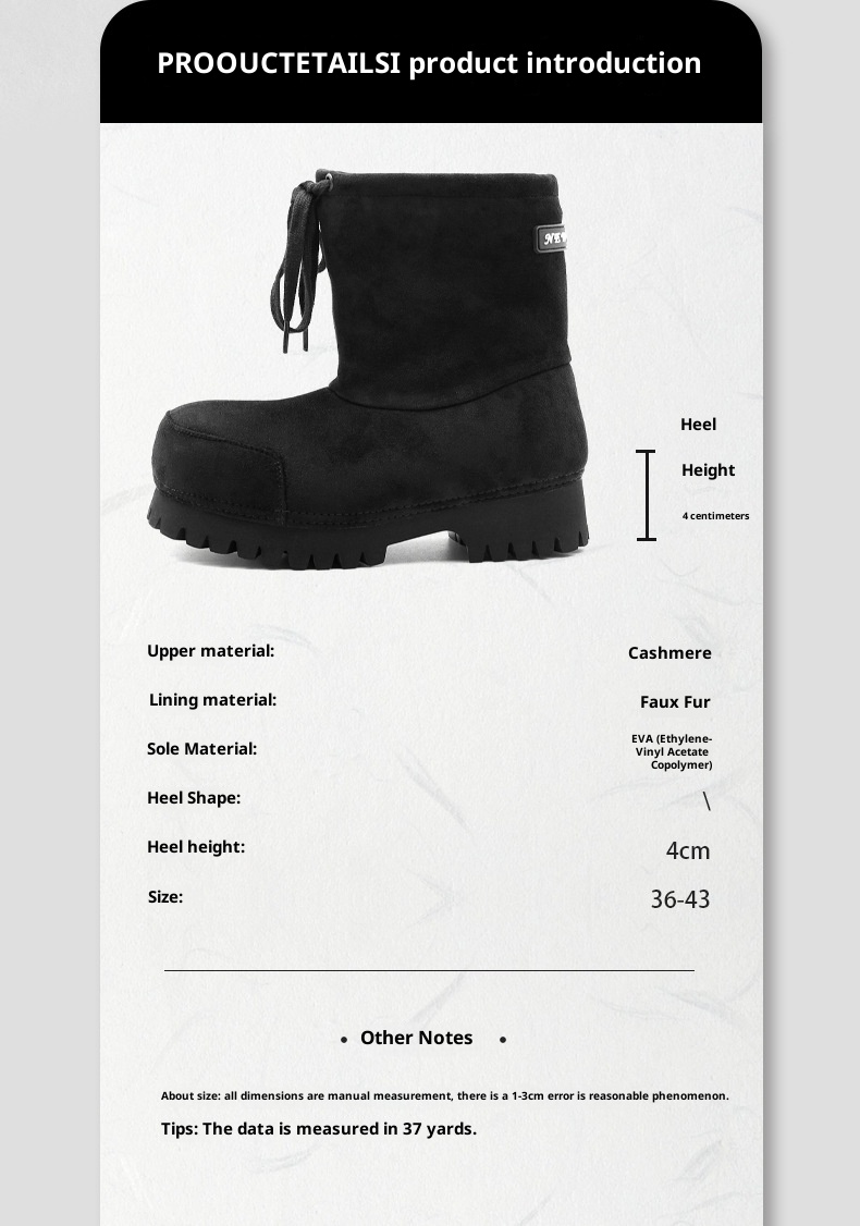 Zees Zees 2025 Winter New Thick-Soled Fashionable Drawstring Big-Toe Snow Boots For Women, Non-Slip Ugly-Cute Ski Thickened Warm_voghion.com