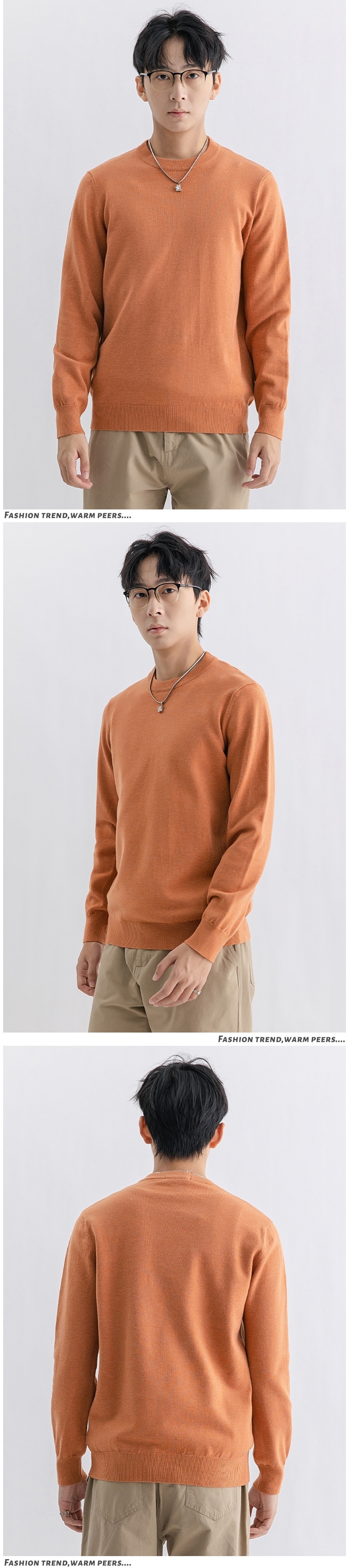 Maglione caldo versatile lavorato a maglia a maniche lunghe da uomo, in lana invernale, con scollo rotondo, per ragazzo, Boy Boy Yimeng_voghion.com