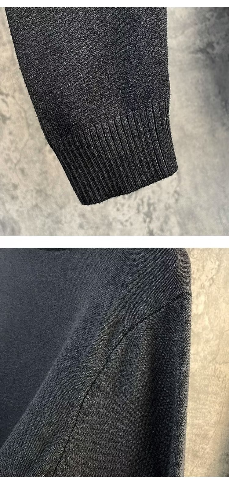 boy Boy Boy Autumn Winter Men's Korean Style Loose Casual Solid Color Mid-Neck Knitted Base Shirt Long Sleeve Inner Layer High-End_voghion.com