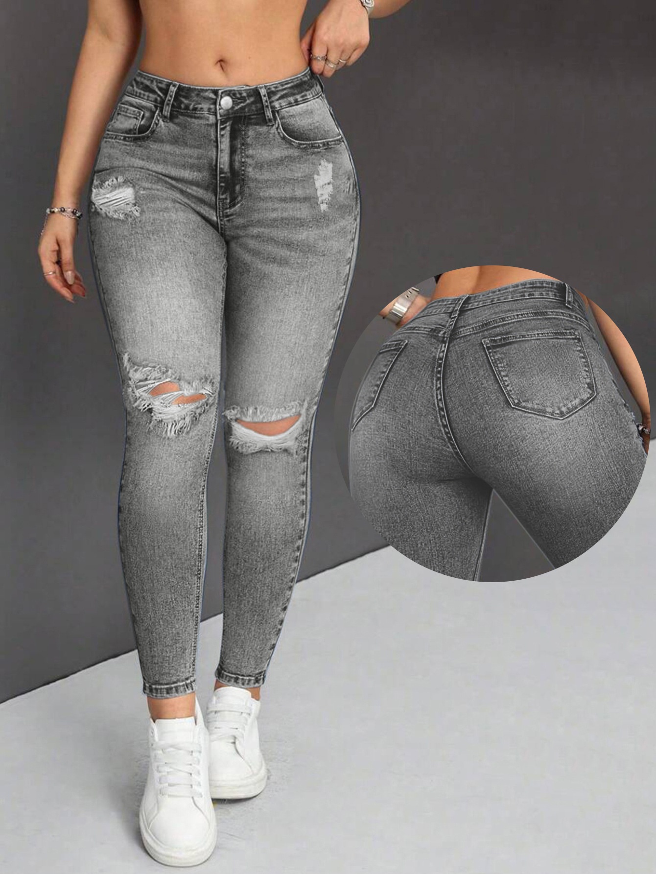 ChicShe Cross-border Stretch Ripped Pants Slim Fit Versatile Elegant Tight Hip-lifting Slimming Women's Jeans_voghion.com