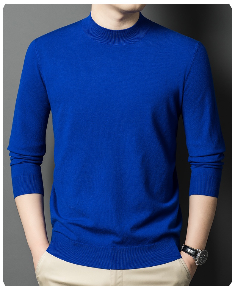 ragazzo Ragazzo Ragazzo Maglia fine a maniche lunghe in lana da uomo, ispessita e calda per autunno e inverno, mezza dolcevita, camicia di base in tinta unita, interno_voghion.com