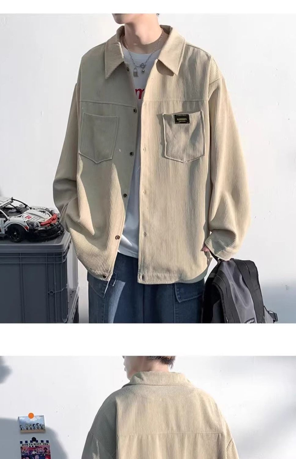 ragazzo Ragazzo Camicia in velluto a coste Primavera e Autunno Completo 2025 Nuovo Stile Bello Giacca da Giovane Uomo Set da Tre Pezzi_voghion.com