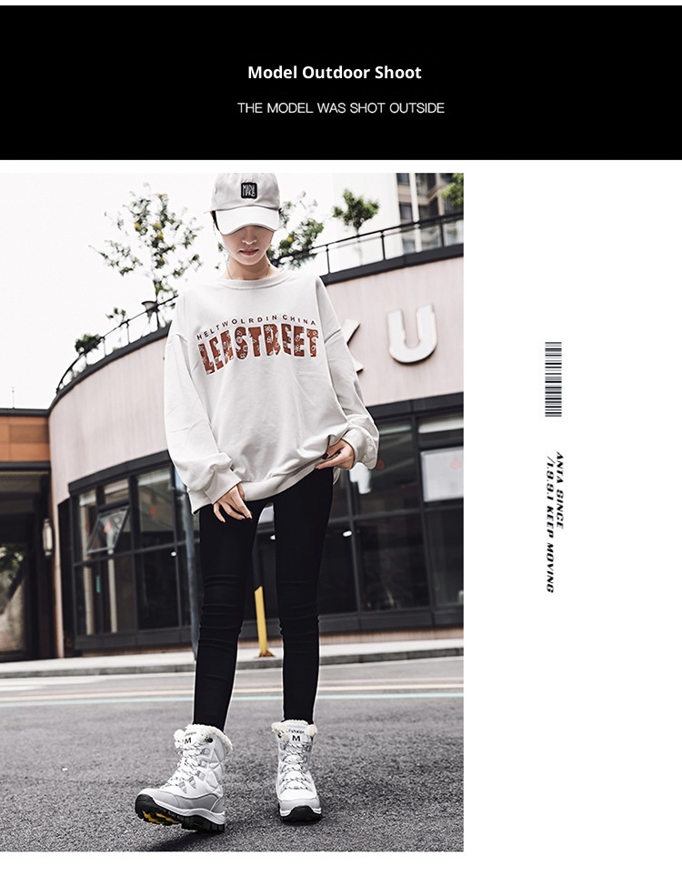 Zees Neue Winterstiefel für Damen, mittelhoch, warm, fleecegefüttert, dick gefüttert, ideal zum Skifahren, aus Baumwolle, große Größen_voghion.com