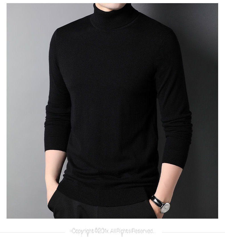 boy Boy Boy Fine Pullover High Neck Pure Wool Sweater For Men Casual Inner Layer Base Shirt Top_voghion.com