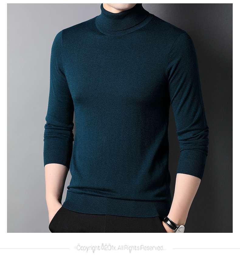 boy Boy Boy Fine Pullover High Neck Pure Wool Sweater For Men Casual Inner Layer Base Shirt Top_voghion.com