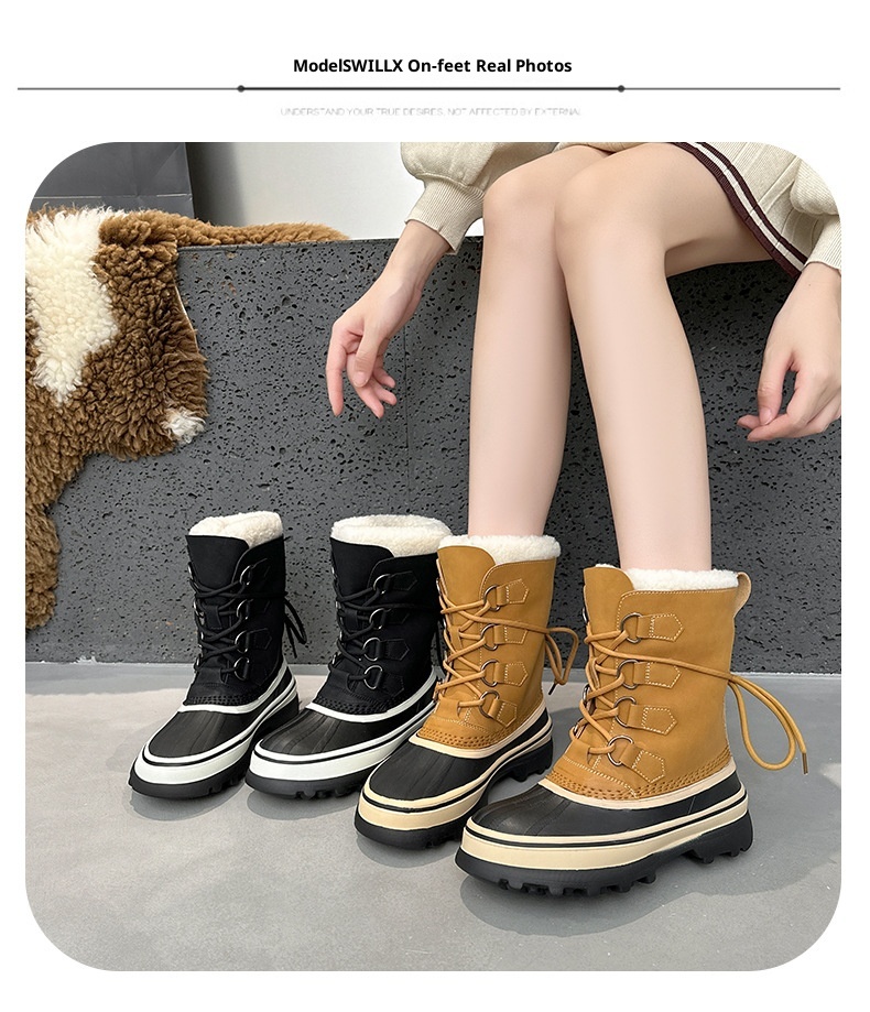 Chaussures de randonnée Zees Outdoor imperméables, antidérapantes, à lacets, pour femmes, collection hiver 2025, en cuir véritable, idéales pour la chasse au canard, résistantes au froid et chaudes._voghion.com