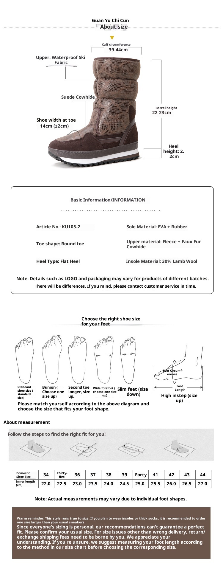 Zees Winter New Wool Thickened Snowproof Anti-Slip Warm Ski Lightweight Mid-Calf Cotton Shoes Women Snow Boots_voghion.com