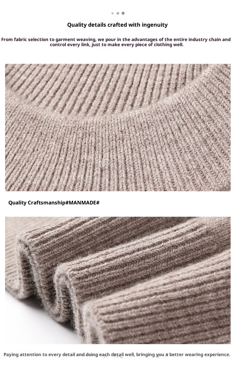 boy Boy Boy 450g Thickened 100% Pure Wool For Men 2024 Autumn Winter New Mature Half Turtleneck Sweater Men's Live Streaming Style_voghion.com