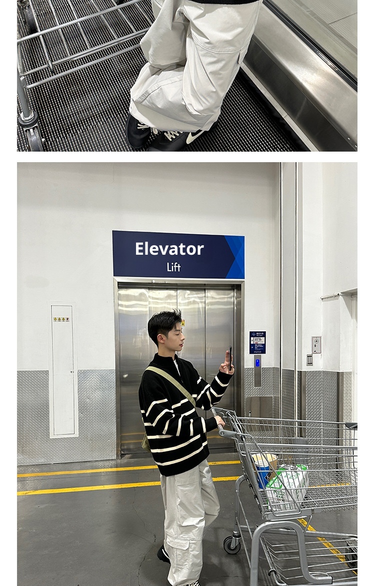 boy Boy Boy 2025 New Tendy Band Half Tutleneck Zippe Striped Sweatshirt Men, Loose Pullove Knitted Base Shit Fo Autumn And_voghion.com