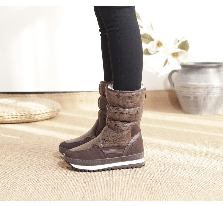 Zees Winter New Wool Thickened Snowproof Anti-Slip Warm Ski Lightweight Mid-Calf Cotton Shoes Women Snow Boots_voghion.com