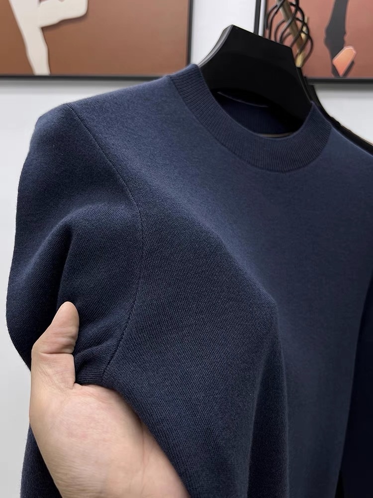 Maglione da uomo in pura lana, 100%, tinta unita, lavabile in lavatrice, girocollo, anti-pilling, con base in maglia_voghion.com