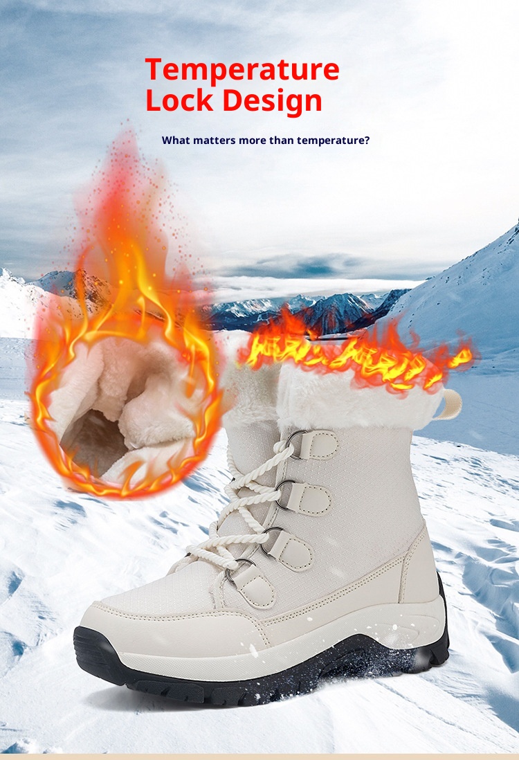 Zees Zees Foreign Trade Export Snow Men' Mid-Calf Women' Winter Fleece-Lined High-Top Warm Ski Boot Northeat Large Cotton_voghion.com