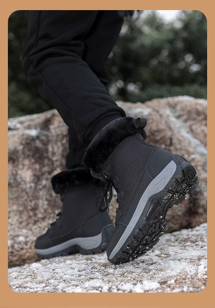 Zees Zees Foreign Trade Export Snow Men' Mid-Calf Women' Winter Fleece-Lined High-Top Warm Ski Boot Northeat Large Cotton_voghion.com