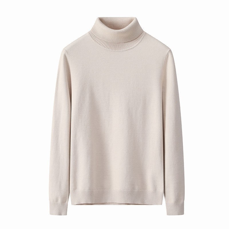 Maglione lavorato a maglia a collo alto da uomo, stile coreano, alla moda, vestibilità slim, nero, autunno inverno, strato interno, da uomo_voghion.com