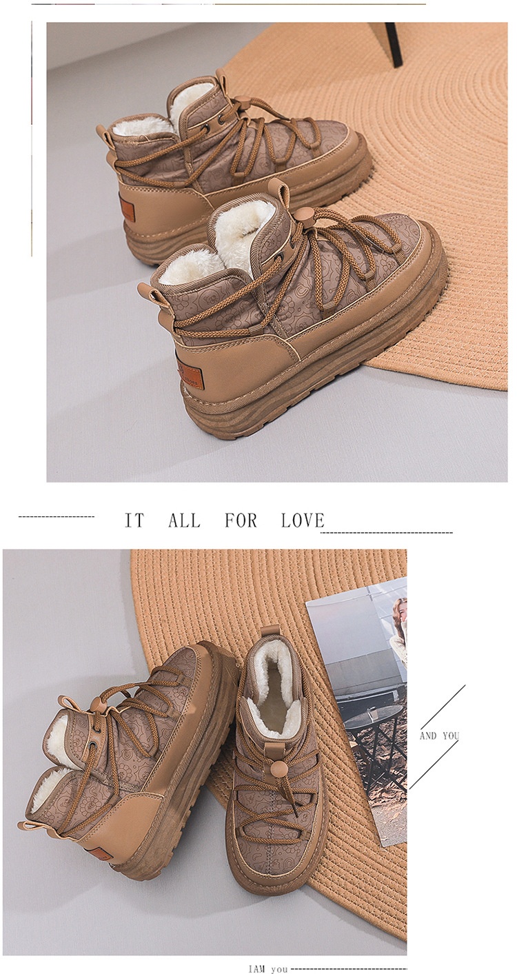 Zees Zees Harbin Outdoor Mid-Calf Snow Boots For Women Winter Warm Fleece Lined Thickened Waterproof Non-Slip Northeast Large Size_voghion.com