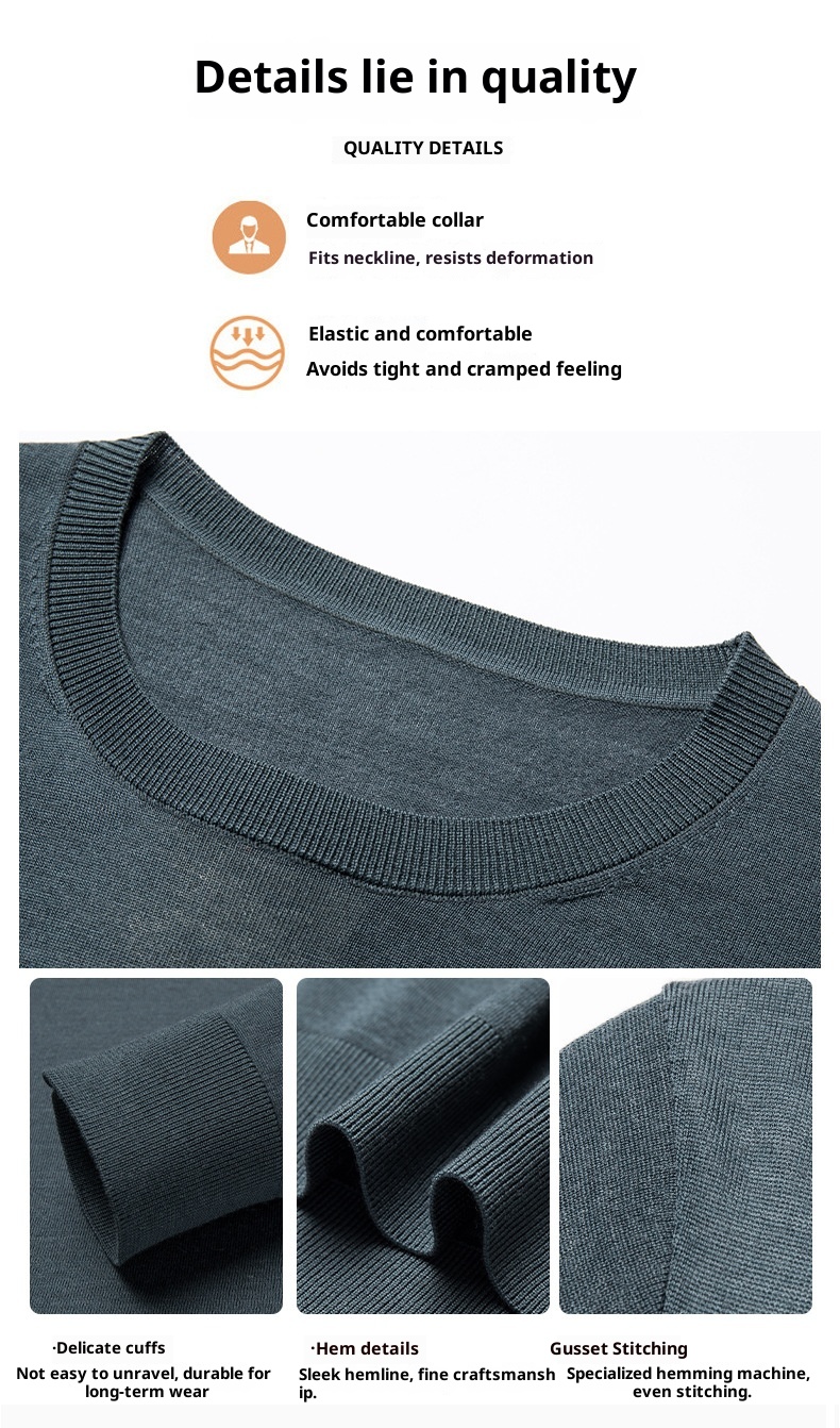 Maglione in lana fine anni '60, lavabile in lavatrice, da uomo, girocollo stretto, manica lunga, lavorato a maglia, primavera autunno, sottile_voghion.com