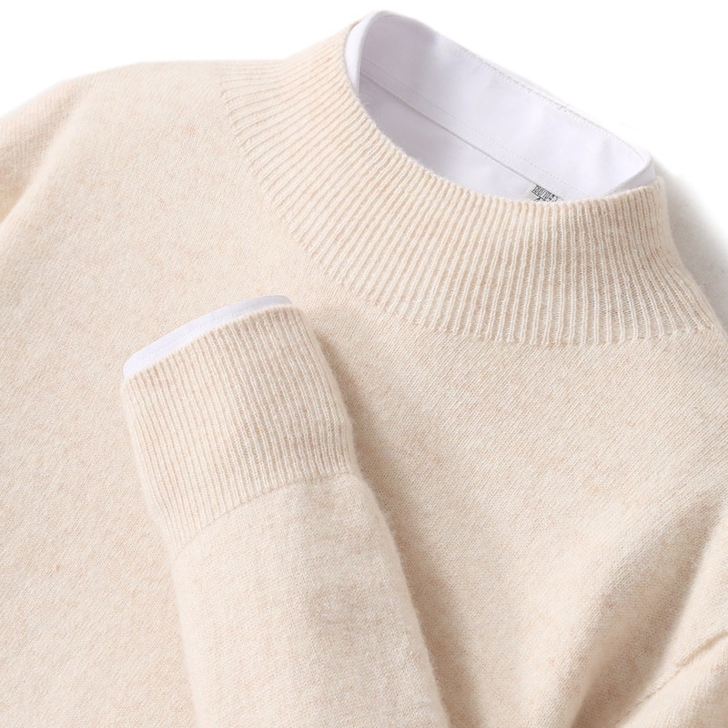 boy Boy Boy First-Line Ready-to-Wear Wool Men's Half Turtleneck Business Casual Seamless Sweater Solid Color Loose Cashmere Knitted_voghion.com