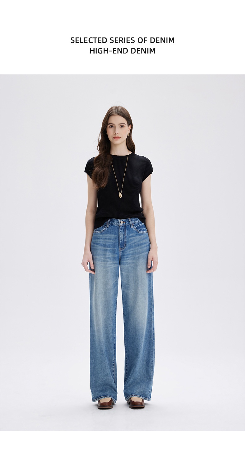 ChicShe 2025 New Spring And Autumn Lyocell High-End Women's Jeans Non-Stretch Loose High-Waist Nine-Point Straight Long Pants_voghion.com