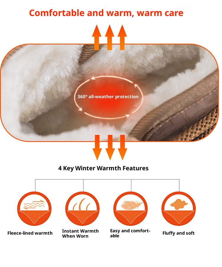 Zees Zees Harbin Outdoor Mid-Calf Snow Boots For Women Winter Warm Fleece Lined Thickened Waterproof Non-Slip Northeast Large Size_voghion.com