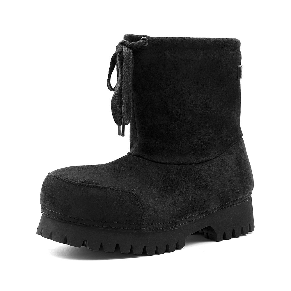 Zees Zees 2025 Winter New Thick-Soled Fashionable Drawstring Big-Toe Snow Boots For Women, Non-Slip Ugly-Cute Ski Thickened Warm_voghion.com