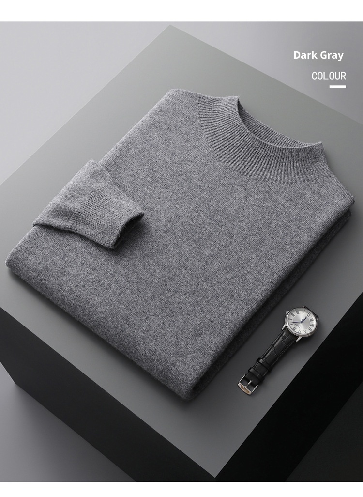 boy Boy Boy First-Line Ready-to-Wear Half Turtleneck Wool Men 2024 New Solid Color Knitted Sweater Loose Warm Pullover Base Shirt_voghion.com