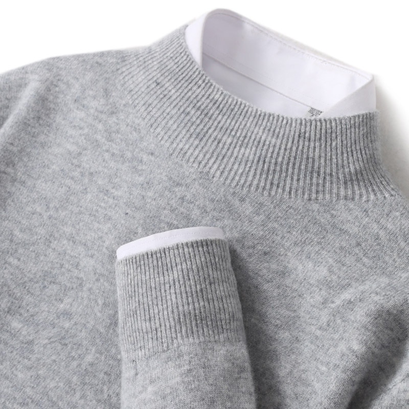 boy Boy Boy First-Line Ready-to-Wear Wool Men's Half Turtleneck Business Casual Seamless Sweater Solid Color Loose Cashmere Knitted_voghion.com