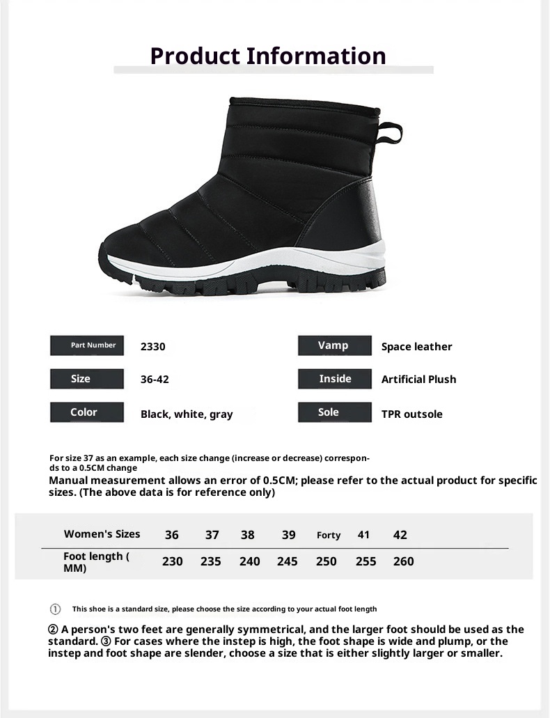 Zees Zees 2023 New Large Size Winter Fleece-Lined Warm Snow For Women Thickened Ski Cold-Proof Sports Cotton Shoes Short Boots_voghion.com