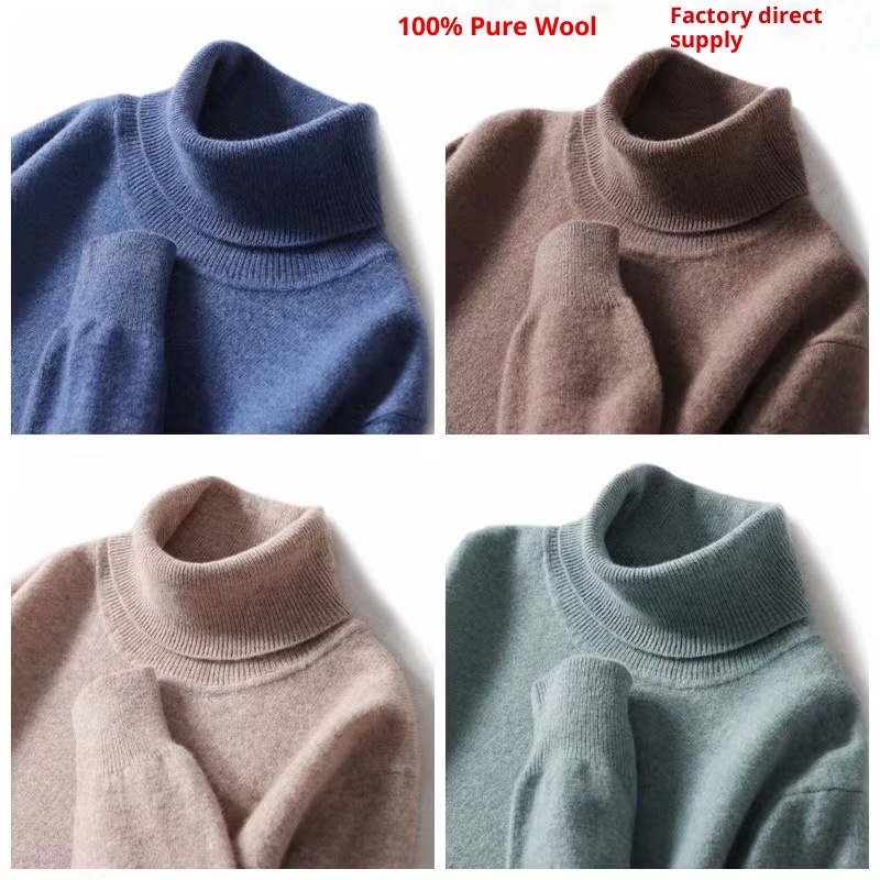 Boy Boy Boy Herren-Rollkragenpullover aus 100 % reiner Wolle, dick gefüttert, Herbst/Winter 2023, Strickpullover aus Kaschmir, lässig und vielseitig_voghion.com