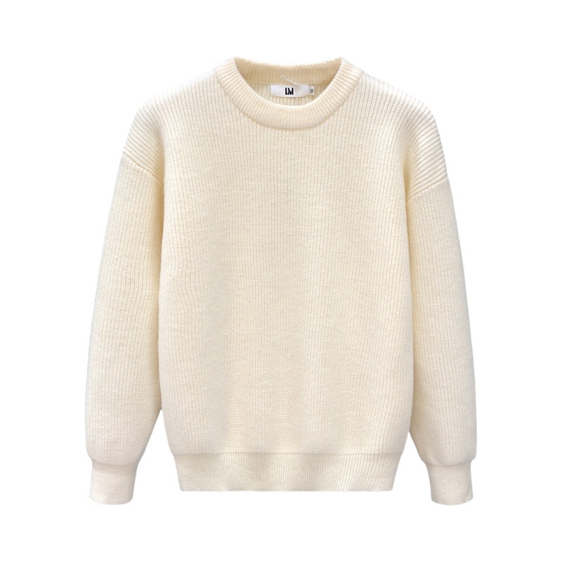 boy Boy Boy Simple And Elegant Sweater For Men, Trendy Solid Color Base Layer Knitted Top, 2023 Winter New Men's Warm Shirt_voghion.com