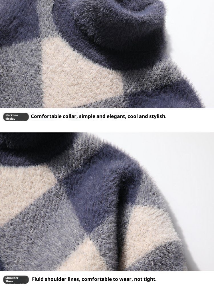 Maglione in lana di visone spesso per ragazzi, maglione invernale alla moda con collo alto per la scuola media e superiore_voghion.com