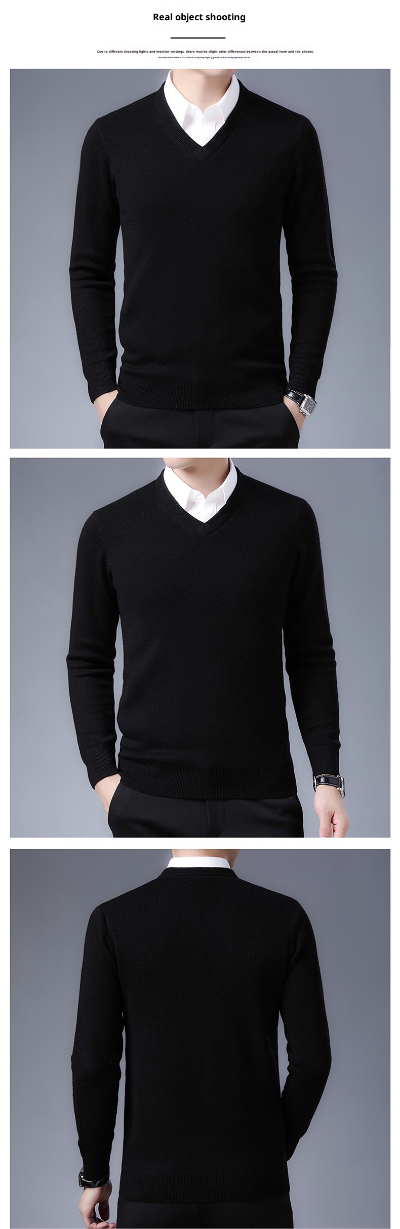 boy Boy Boy Autumn Winter Cashmere For Middle-aged Men V-neck Merino Superfine Wool Thickened Sweater_voghion.com
