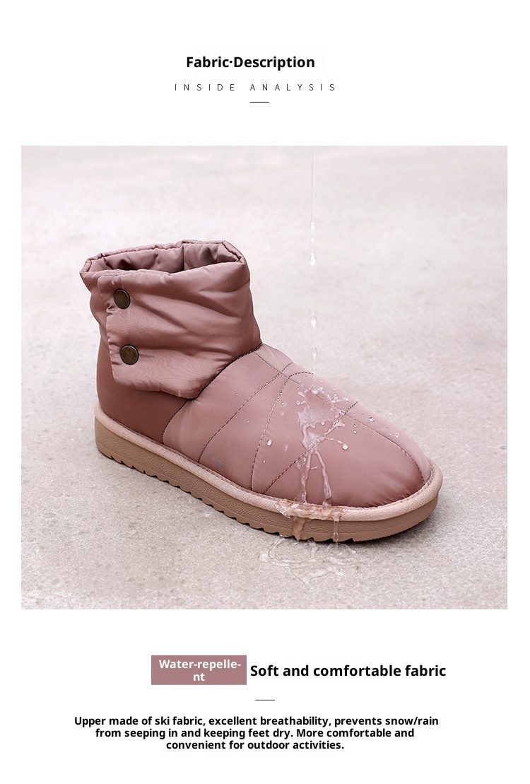 Zees Winter New Fleece-Lined Waterproof Non-Slip Thick-Soled Solid Color Snow Thickened Flat Women's Boots Short Fashion_voghion.com