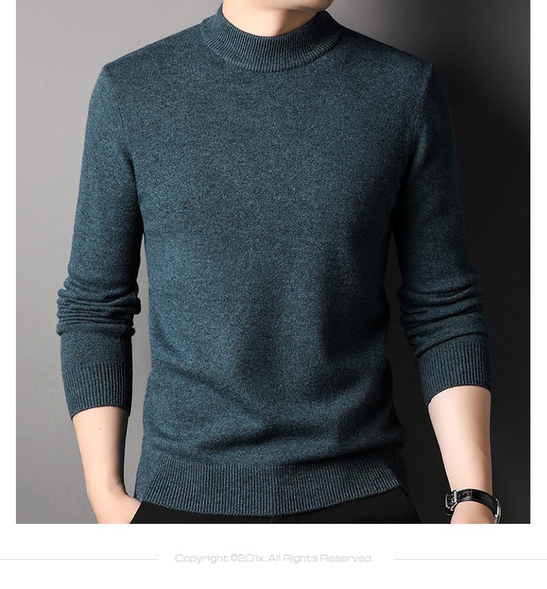 boy Boy Boy 450g Thickened 100% Pure Wool For Men 2024 Autumn Winter New Mature Half Turtleneck Sweater Men's Live Streaming Style_voghion.com