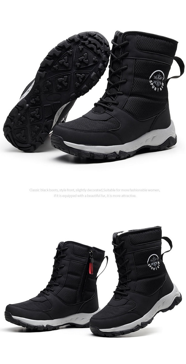 Zees Winter Outdoor Snowboots Dames, Halfhoog, Antislip, Waterdicht, Warme Skischoenen, Grote Maat Katoen Voor Noordoost, Reizen_voghion.com