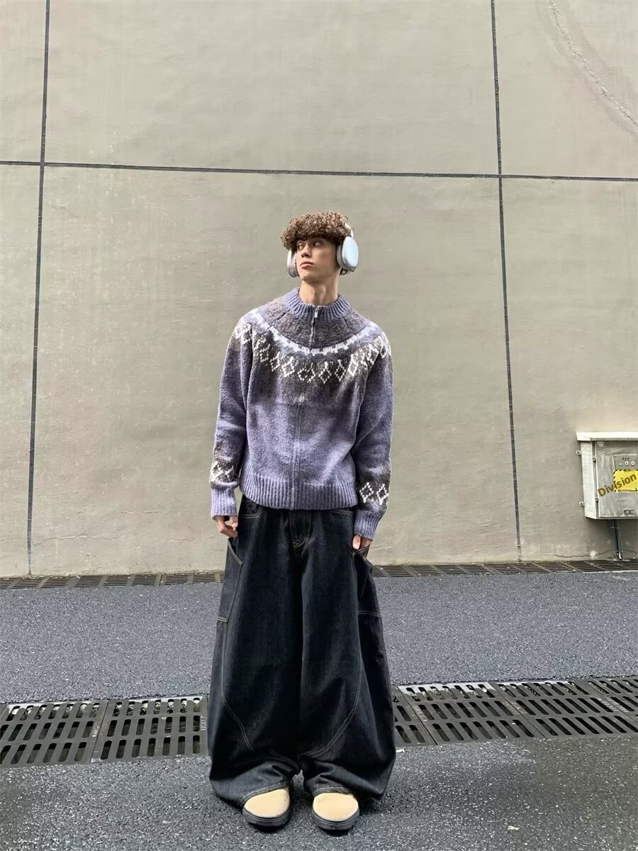 Maglione cardigan alla moda coreano per uomo, maglione lavorato a maglia con scollo rotondo nuovo autunno e inverno, cappotto largo in stile Hong Kong,_voghion.com