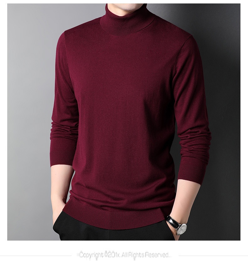 boy Boy Boy Fine Pullover High Neck Pure Wool Sweater For Men Casual Inner Layer Base Shirt Top_voghion.com