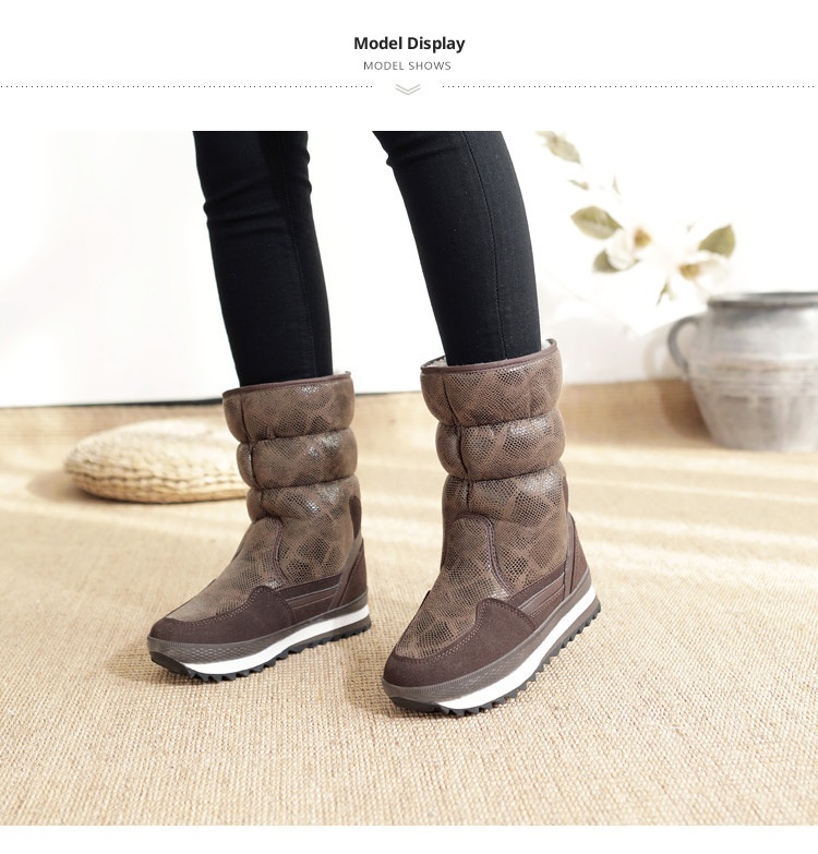 Zees Winter New Wool Thickened Snowproof Anti-Slip Warm Ski Lightweight Mid-Calf Cotton Shoes Women Snow Boots_voghion.com