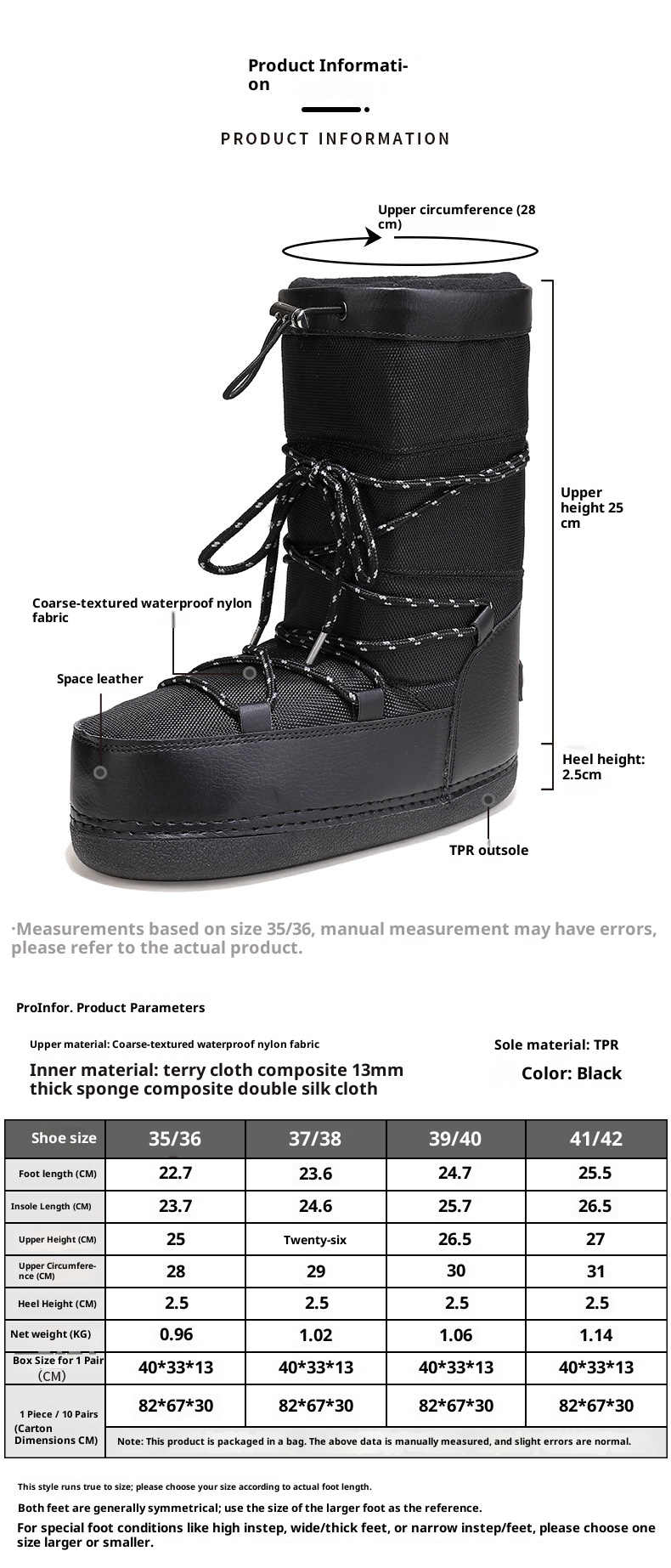 Zees Winter New Outdoor Space Shoes Ski Black Texture Thickened Warm Cool Style Cross-Border Large Size Snow Boots_voghion.com