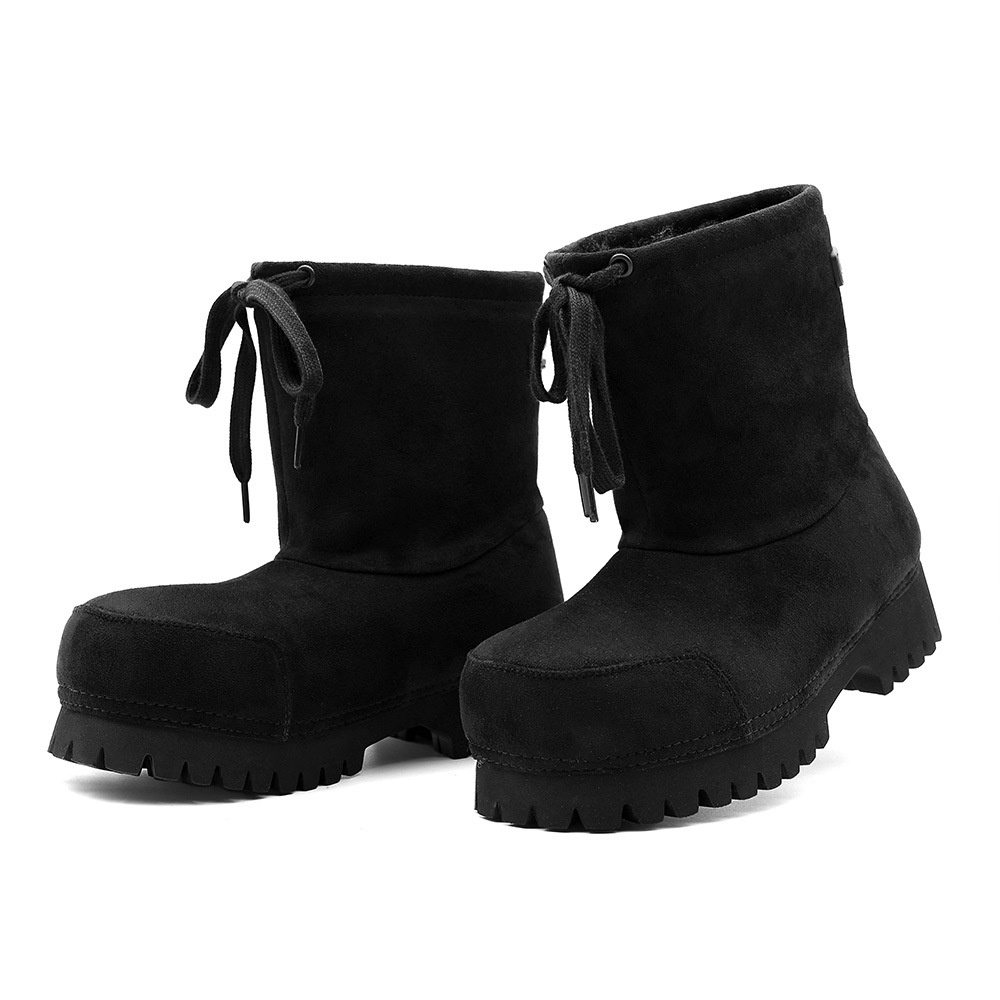 Zees Zees 2025 Winter New Thick-Soled Fashionable Drawstring Big-Toe Snow Boots For Women, Non-Slip Ugly-Cute Ski Thickened Warm_voghion.com