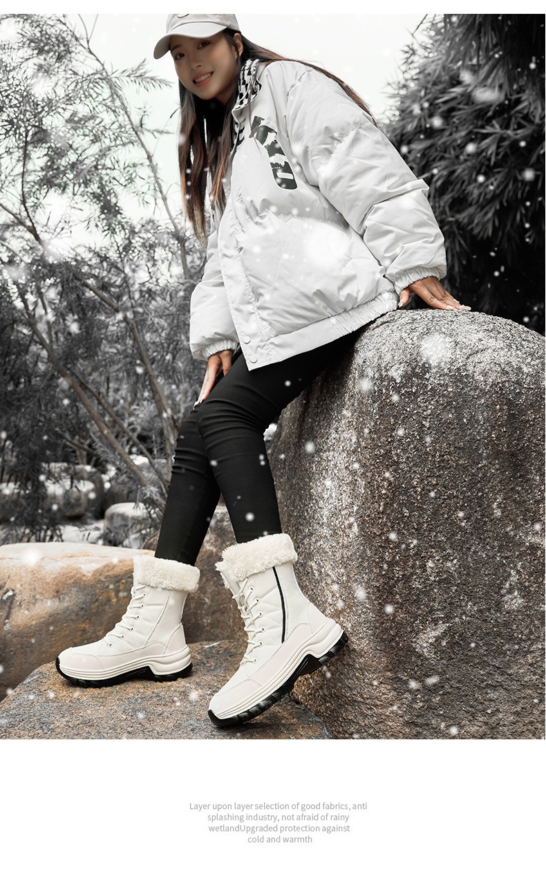 Zees Women's Boots With Fleece Lining, Thickened, Subzero Cold Resistant, Thick Sole, Waterproof, Non-Slip, Northeastern_voghion.com